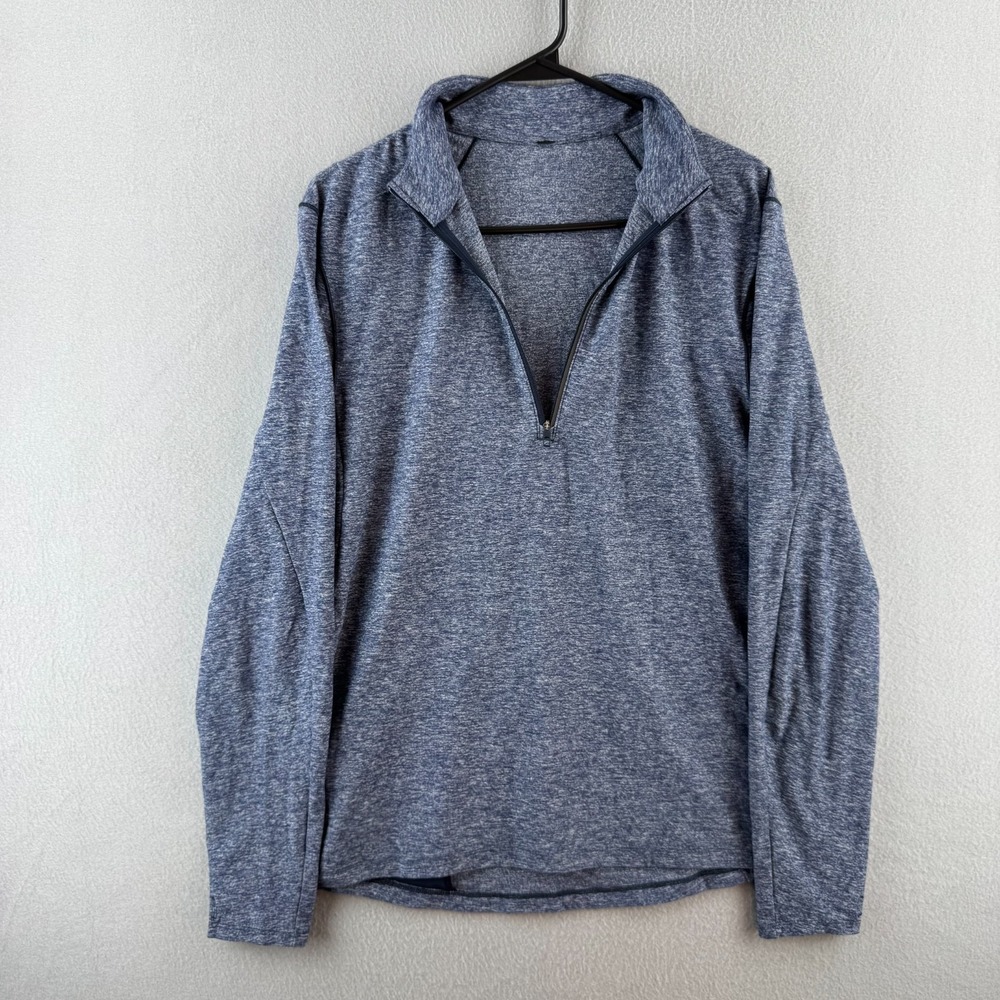 Lululemon Sweater Mens Medium Heather Blue Surge Warm 1/2 Zip Athletic Pullover